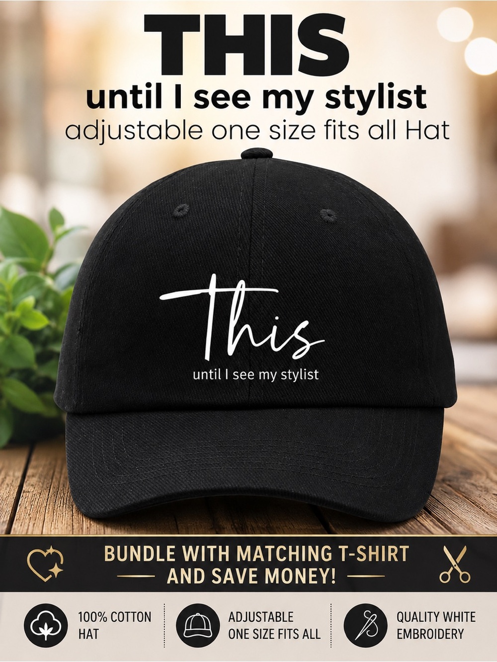 THIS Need My Hair Stylist adjustable Black Hat NEW